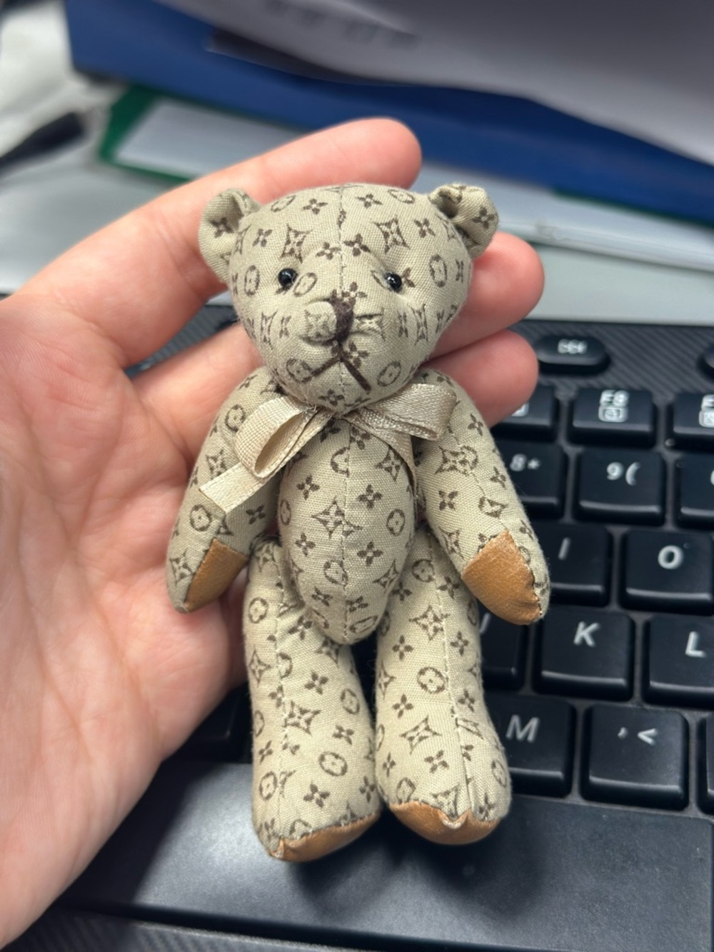 Monogram Mini Bear Plush in Beige